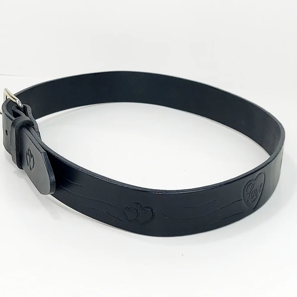LEAH Personalized Black Leather Belt 32
